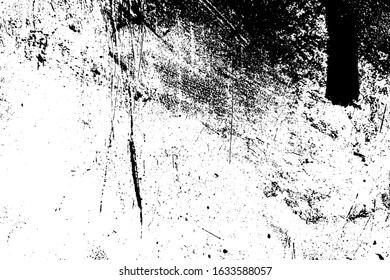 Distressed spray grainy overlay texture. Grunge dust messy background. Dirty powder rough empty cover template. Aged splatter crumb wall backdrop. Weathered drips aging design element. EPS10 vector.
