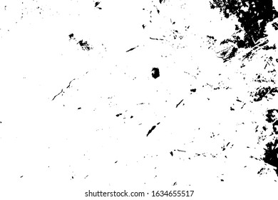 Distressed spray grainy overlay texture. Grunge dust messy background. Dirty powder rough empty cover template. Aged splatter crumb wall backdrop. Weathered drips aging design element. EPS10 vector.