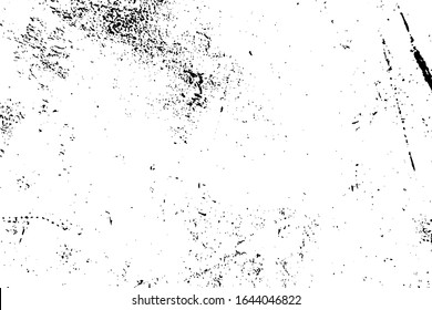 Distressed spray grainy overlay texture. Grunge dust messy background. Dirty powder rough empty cover template. Aged splatter crumb wall backdrop. Weathered drips aging design element. EPS10 vector.