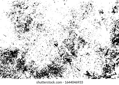 Distressed spray grainy overlay texture. Grunge dust messy background. Dirty powder rough empty cover template. Aged splatter crumb wall backdrop. Weathered drips aging design element. EPS10 vector.