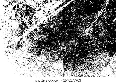 Textura superpuesta de grano en mal estado. Borra el polvo desordenado fondo. Planta de tapa vacía en polvo sucio. Fondo de pared de migajas con una pizarra. Elementos de diseño de envejecimiento con goteo meteorológico. Vector EPS10.