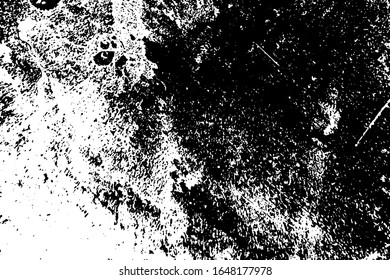 Textura superpuesta de grano en mal estado. Borra el polvo desordenado fondo. Planta de tapa vacía en polvo sucio. Fondo de pared de migajas con una pizarra. Elementos de diseño de envejecimiento con goteo meteorológico. Vector EPS10.