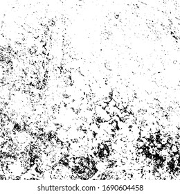 Distressed spray grainy overlay texture. Grunge dust messy background. Dirty powder rough empty cover template. Aged splatter crumb wall backdrop. Weathered drips aging design element. EPS10 vector.