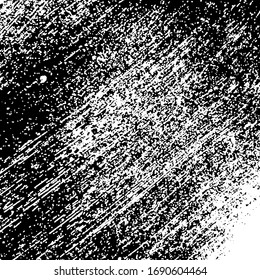 Distressed spray grainy overlay texture. Grunge dust messy background. Dirty powder rough empty cover template. Aged splatter crumb wall backdrop. Weathered drips aging design element. EPS10 vector.