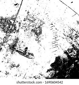 Textura superpuesta de grano en mal estado. Borra el polvo desordenado fondo. Planta de tapa vacía en polvo sucio. Fondo de pared de migajas con una pizarra. Elementos de diseño de envejecimiento con goteo meteorológico. Vector EPS10.