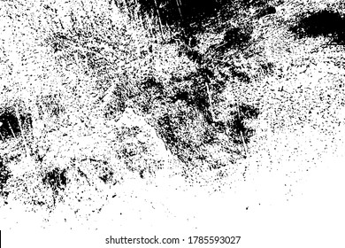 Distressed spray grainy overlay texture. Grunge dust messy background. Dirty powder rough empty cover template. Aged splatter crumb wall backdrop. Weathered drips aging design element. EPS10 vector.
