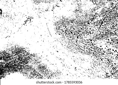 Distressed spray grainy overlay texture. Grunge dust messy background. Dirty powder rough empty cover template. Aged splatter crumb wall backdrop. Weathered drips aging design element. EPS10 vector.
