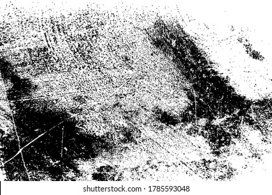 Distressed spray grainy overlay texture. Grunge dust messy background. Dirty powder rough empty cover template. Aged splatter crumb wall backdrop. Weathered drips aging design element. EPS10 vector.