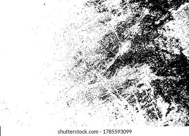 Textura superpuesta de grano de pulverización angustiada. Borra el fondo desordenado del polvo. Polvo sucio en polvo tosca plantilla de cubierta vacía. Fondo de pared de migaja de la plataforma envejecida. El deshielo desliza elementos de diseño de envejecimiento. Vector EPS10.