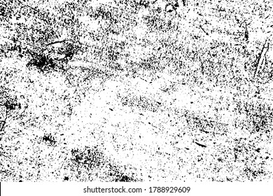 Distressed spray grainy overlay texture. Grunge dust messy background. Dirty powder rough empty cover template. Aged splatter crumb wall backdrop. Weathered drips aging design element. EPS10 vector.