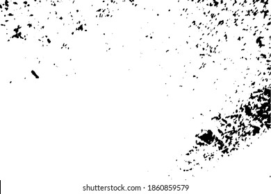 Distressed spray grainy overlay texture. Grunge dust messy background. Dirty powder rough empty cover template. Aged splatter crumb wall backdrop. Weathered drips aging design element. EPS10 vector.