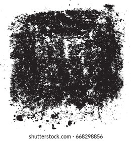 Distressed spray grainy overlay texture. Grunge dust messy background. Dirty powder rough empty cover template. Aged splatter crumb wall backdrop. Weathered drips aging design element. EPS10 vector.