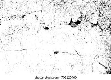 Distressed spray grainy overlay texture. Grunge dust messy background. Dirty powder rough empty cover template. Aged splatter crumb wall backdrop. Weathered drips aging design element. EPS10 vector.