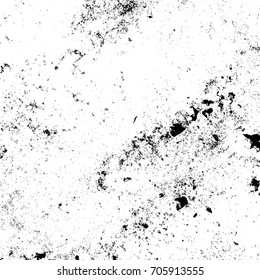 Distressed spray grainy overlay texture. Grunge dust messy background. Dirty powder rough empty cover template. Aged splatter crumb wall backdrop. Weathered drips aging design element. EPS10 vector.
