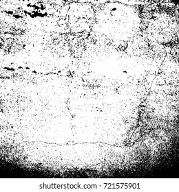 Distressed spray grainy overlay texture. Grunge dust messy background. Dirty powder rough empty cover template. Aged splatter crumb wall backdrop. Weathered drips aging design element. EPS10 vector.