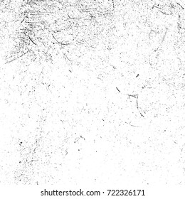 Distressed spray grainy overlay texture. Grunge dust messy background. Dirty powder rough empty cover template. Aged splatter crumb wall backdrop. Weathered drips aging design element. EPS10 vector.
