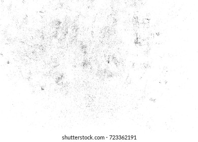 Distressed spray grainy overlay texture. Grunge dust messy background. Dirty powder rough empty cover template. Aged splatter crumb wall backdrop. Weathered drips aging design element. EPS10 vector.