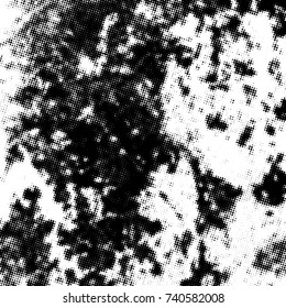 Distressed spray grainy overlay texture. Grunge dust messy background. Dirty powder rough empty cover template. Aged splatter crumb wall backdrop. Weathered drips aging design element. EPS10 vector.