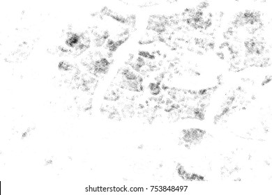 Distressed spray grainy overlay texture. Grunge dust messy background. Dirty powder rough empty cover template. Aged splatter crumb wall backdrop. Weathered drips aging design element. EPS10 vector.