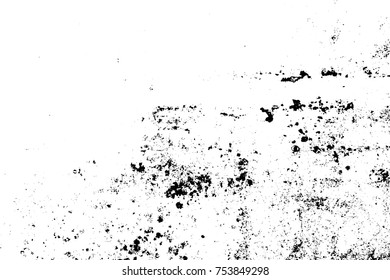 Distressed spray grainy overlay texture. Grunge dust messy background. Dirty powder rough empty cover template. Aged splatter crumb wall backdrop. Weathered drips aging design element. EPS10 vector.