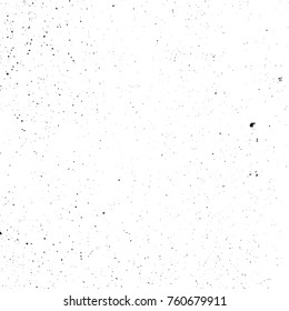 Distressed spray grainy overlay texture. Grunge dust messy background. Dirty powder rough empty cover template. Aged splatter crumb wall backdrop. Weathered drips aging design element. EPS10 vector.