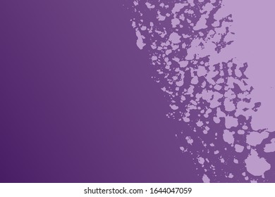 Distressed spray grainy violet texture. Grunge dust messy background. Dirty powder rough empty cover template. Aged splatter crumb wall backdrop. Weathered drips aging design element. EPS10 vector.