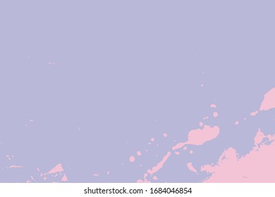 Distressed spray grainy violet texture. Grunge dust messy background. Dirty powder rough empty cover template. Aged splatter crumb wall backdrop. Weathered drips aging design element. EPS10 vector.