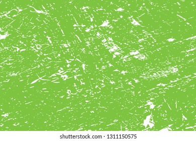 Distressed spray green grainy back texture. Grunge dust messy background. Dirty powder rough empty cover template. Aged splatter crumb wall backdrop. Weathered aging design element. EPS10 vector