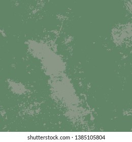 Distressed spray green grainy back texture. Grunge dust messy background. Dirty powder rough empty cover template. Aged splatter crumb wall backdrop. Weathered aging design element. EPS10 vector