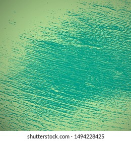 Distressed spray green grainy back texture. Dirty rustic rough empty cover template. Grunge dust messy background. Aged splatter crumb wall backdrop. Weathered aging design element. EPS10 vector