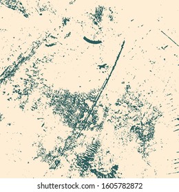 Distressed spray green grainy back texture. Grunge dust messy background. Dirty powder rough empty cover template. Aged splatter crumb wall backdrop. Weathered aging design element. EPS10 vector