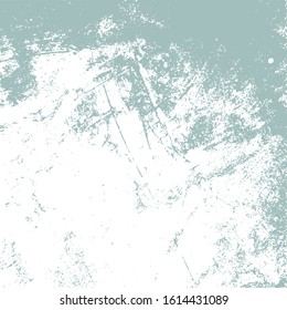 Distressed spray green grainy back texture. Grunge dust messy background. Dirty powder rough empty cover template. Aged splatter crumb wall backdrop. Weathered aging design element. EPS10 vector