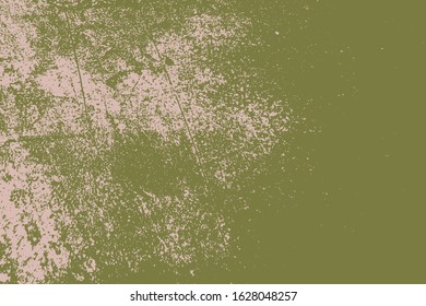 Distressed spray green grainy back texture. Grunge dust messy background. Dirty powder rough empty cover template. Aged splatter crumb wall backdrop. Weathered aging design element. EPS10 vector