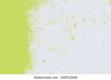 Distressed spray green grainy back texture. Grunge dust messy background. Dirty powder rough empty cover template. Aged splatter crumb wall backdrop. Weathered aging design element. EPS10 vector