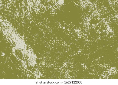Distressed spray green grainy back texture. Grunge dust messy background. Dirty powder rough empty cover template. Aged splatter crumb wall backdrop. Weathered aging design element. EPS10 vector