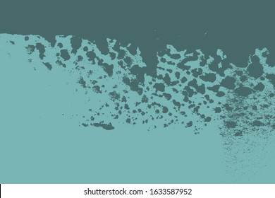 Distressed spray green grainy back texture. Grunge dust messy background. Dirty powder rough empty cover template. Aged splatter crumb wall backdrop. Weathered aging design element. EPS10 vector