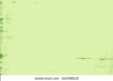 Distressed spray green grainy back texture. Grunge dust messy background. Dirty powder rough empty cover template. Aged splatter crumb wall backdrop. Weathered aging design element. EPS10 vector