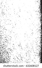 Distressed spray overlay grainy texture. Grunge dust messy background. Dirty powder rough empty cover template. Aged splatter crumb wall backdrop. Weathered drips aging design element. EPS10 vector.