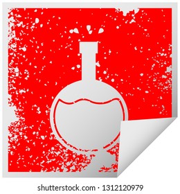 distressed square peeling sticker symbol of a science experiment