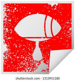 distressed square peeling sticker symbol of a crying eye looking to one side