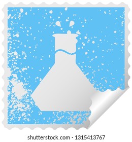 distressed square peeling sticker symbol of a science experiment