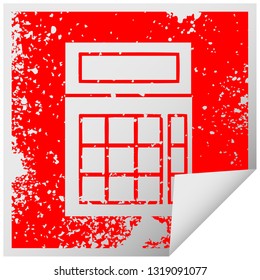 distressed square peeling sticker symbol of a school calculator