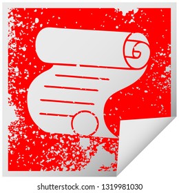 distressed square peeling sticker symbol of a important document