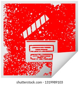 distressed square peeling sticker symbol of a director clapper