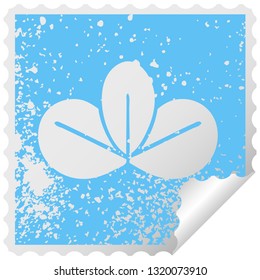 distressed square peeling sticker symbol of a autumn leaf
