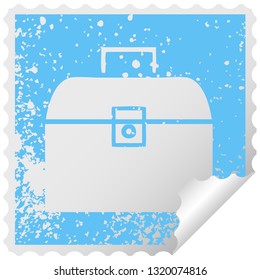 distressed square peeling sticker symbol of a metal case