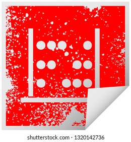distressed square peeling sticker symbol of a maths abacus