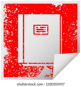 distressed square peeling sticker symbol of a study book