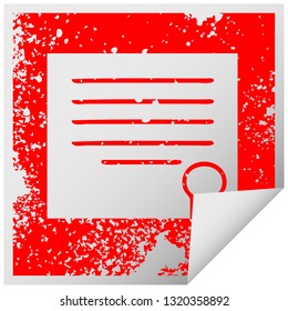 distressed square peeling sticker symbol of a work diploma 
