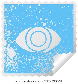 distressed square peeling sticker symbol of a eye